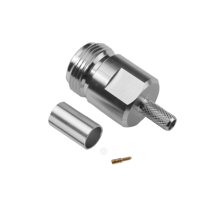 Hills Antenna N Connector Female Crimp for LL195 & RG-58 Mini Cable - Nickel Plated Body - BC85267