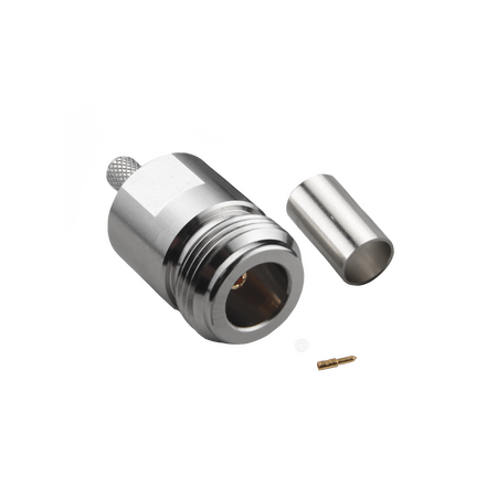 Hills Antenna N Connector Female Crimp for LL195 & RG-58 Mini Cable - Nickel Plated Body - BC85267