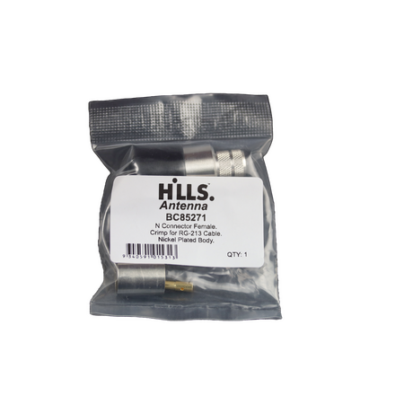 Hills Antenna N Connector Female Crimp for RG-213 Cable - Nickel Plated Body - BC85271