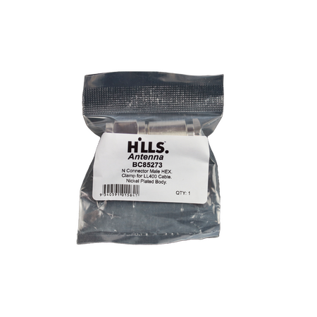 Hills Antenna N Connector Male HEX Clamp for LL400 Cable - Nickel Plated Body - BC85273