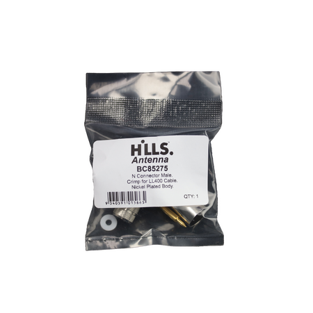 Hills Antenna N Connector Male Crimp for LL400 Cable - Nickel Plated Body - BC85275