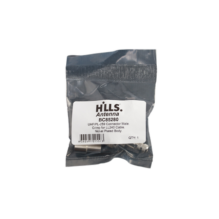 Hills Antenna UHF/PL-259 Connector Male Crimp for LL240 Cable - Nickel Plated Body - BC85280