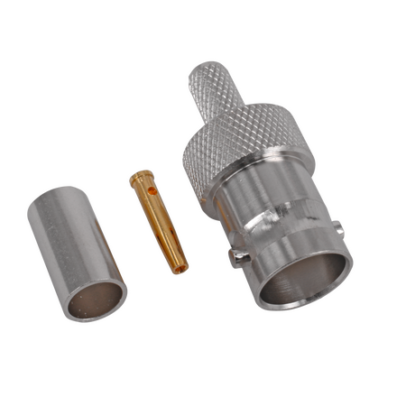 Hills Antenna BNC Connector Female Crimp for RG-58 Mini Cable - Nickel Plated Body - BC85283