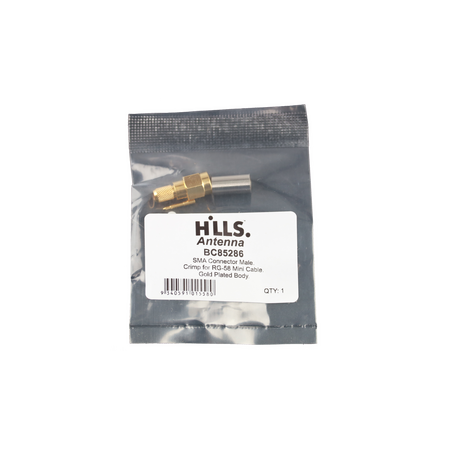 Hills Antenna SMA Connector Male Crimp for RG-58 Mini Cable - Gold Plated Body - BC85286