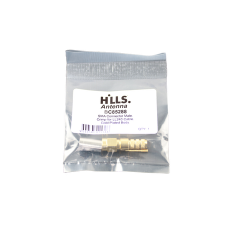 Hills Antenna SMA Connector Male Crimp for LL240 Cable - Gold Plated Body - BC85288