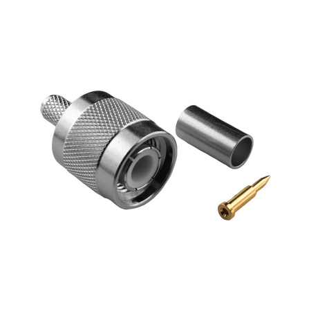 Hills Antenna TNC Connector Male Crimp for LL195 & RG-58 Mini Cable - Nickel Plated Body - BC85292
