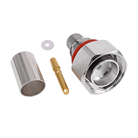 Hills Antenna 4.3-10 Connector Male Captive Centre Pin. Crimp for LL400 Cable - White Bronze Tri Metal Albaloy Body - BC85293