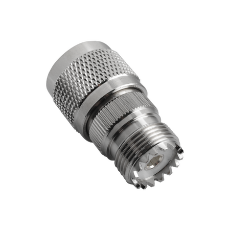 Hills Antenna N Male to UHF/SO-239 Female Adaptor - Nickel Plated Body - BC85301