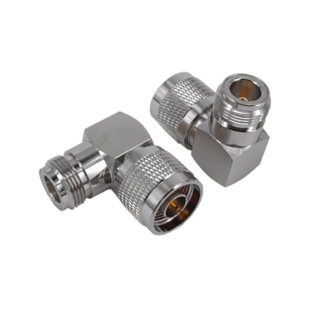 Hills Antenna N Male to N Female Adaptor Right Angle - Nickel Plated Body - BC85303