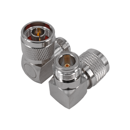 Hills Antenna N Male to N Female Adaptor Right Angle - Nickel Plated Body - BC85303