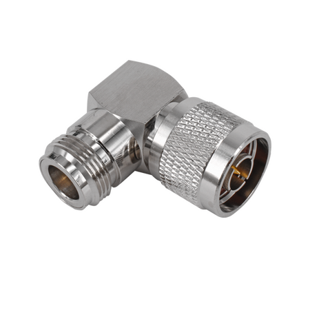 Hills Antenna N Male to N Female Adaptor Right Angle - Nickel Plated Body - BC85303