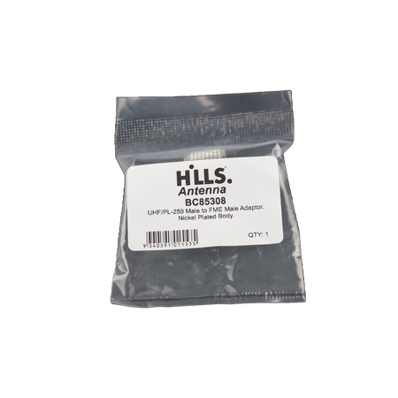 Hills Antenna UHF/PL-259 Male to FME Male Adaptor - Nickel Plated Body - BC85308