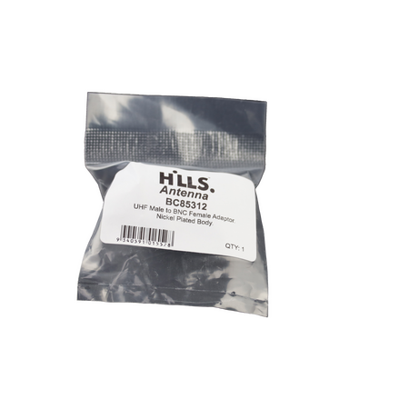 Hills Antenna UHF/PL-259 Male to BNC Female Adaptor - Nickel Plated Body - BC85312