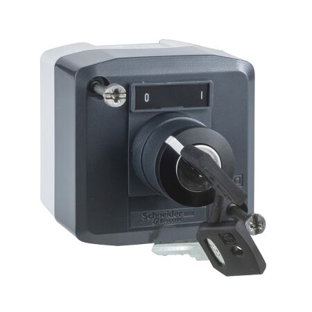 Harmony XALD XALK, Control station, plastic, dark grey lid, 1 selector key switch 22mm, 1NO