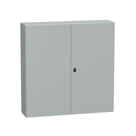 Spacial S3D, Wall mounted steel enclosure, double plain door, with mounting plate, 1200x1200x300mm, IP55, IK10