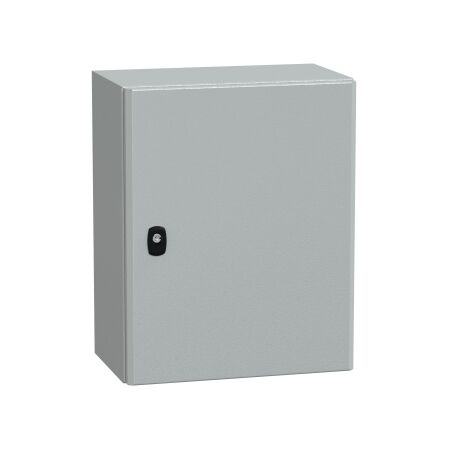Spacial S3D, Wall mounted steel enclosure, plain door, with mounting plate, 500x400x250mm, IP66, IK10