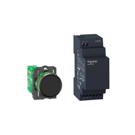 Harmony XB5R, Wireless push-button and non-configurable receiver, plastic, Ø22, with 1 black cap, 24 V DC