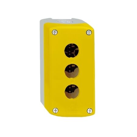 Harmony XALD XALK, Empty control station, plastic, yellow, 3 cut-outs, unmarked, 2 knock-outs for cable entry, UL/CSA certified