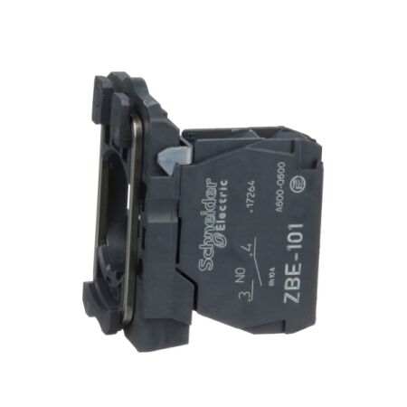 Harmony XB5, Single contact block with body fixing collar, plastic, screw clamp terminal, 1NO