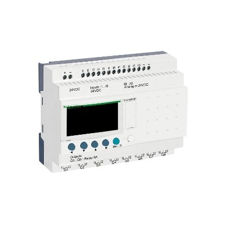 Zelio Logic, Compact smart relay, 20 I/O, 24 V DC, clock, display