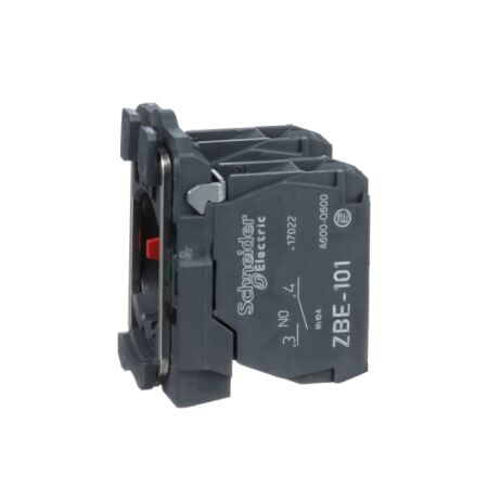 Harmony XB5, Single contact block with body fixing collar, plastic, screw clamp terminal, 1NO+1NC