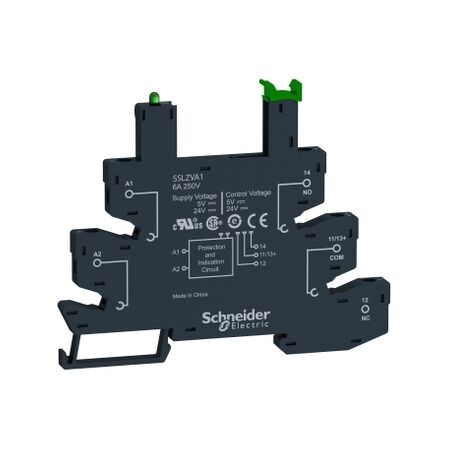 Harmony Solid State Relays, Socket equipped with LED and protection circuit, for SSL relays, spring terminals, 5 24V DC