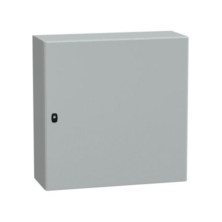 Spacial S3D, Wall mounted steel enclosure, plain door, with mounting plate, 800x800x300mm, IP66, IK10