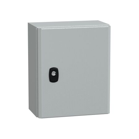 Spacial S3D, Wall mounted steel enclosure, plain door, with mounting plate, 300x250x150mm, IP66, IK10