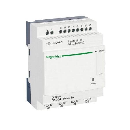 Zelio Logic, Compact smart relay, 12 I/O, 100...240 V AC, clock, no display