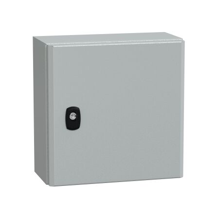Spacial S3D, Wall mounted steel enclosure, plain door, with mounting plate, 300x300x150mm, IP66, IK10