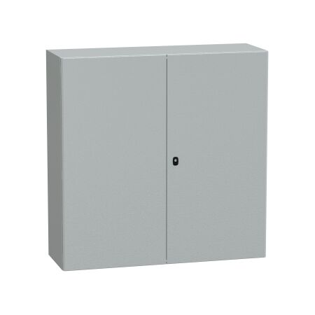 Spacial S3D, Wall mounted steel enclosure, double plain door, with mounting plate, 1200x1200x400mm, IP55, IK10
