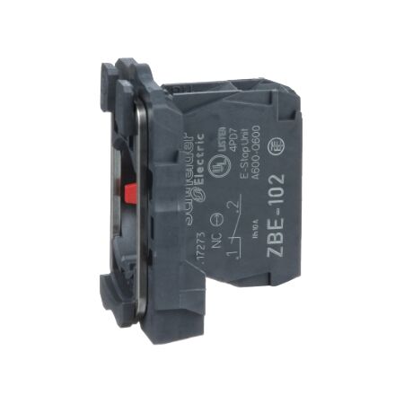 Harmony XB5, Single contact block with body fixing collar, plastic, screw clamp terminal, 1NC