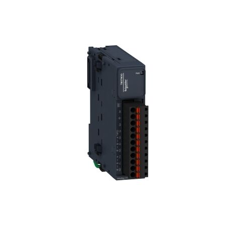 Modicon TM3, Input/output analog module, 2 or temperature inputs, 1 output (spring) 24 VDC