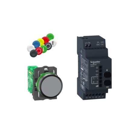 Harmony XB5R, Wireless push-button and configurable receiver with 10 colored caps, plastic, Ø22, 24...240 V AC/DC