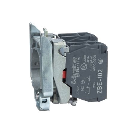 Harmony XB4, Single contact block with body fixing collar, metal, screw clamp terminal, 2NC