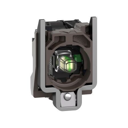 Harmony XB4, Complete body/contact assembly and light block, metal, universal LED, body/fixing collar, 1NO, 24V AC DC