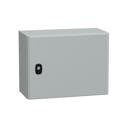 Spacial S3D, Wall mounted steel enclosure, plain door, with mounting plate, 300x400x200mm, IP66, IK10