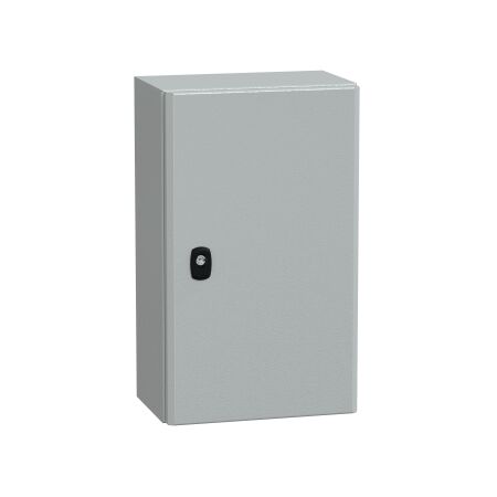 Spacial S3D, Wall mounted steel enclosure, plain door, with mounting plate, 500x300x200mm, IP66, IK10