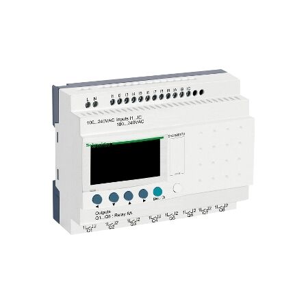 Zelio Logic, Compact smart relay, 20 I/O, 100...240 V AC, clock, display