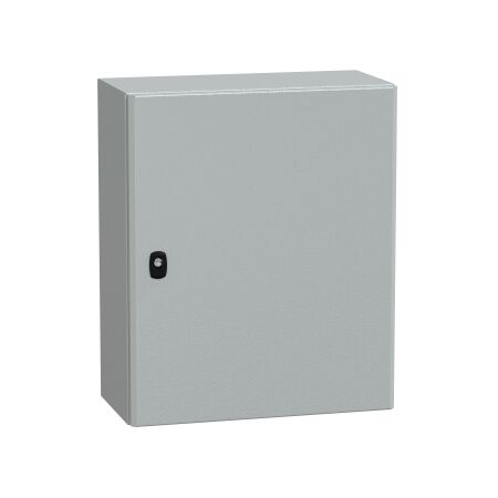 Spacial S3D, Wall mounted steel enclosure, plain door, with mounting plate, 600x500x250mm, IP66, IK10