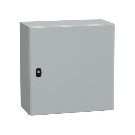Spacial S3D, Wall mounted steel enclosure, plain door, with mounting plate, 500x500x250mm, IP66, IK10