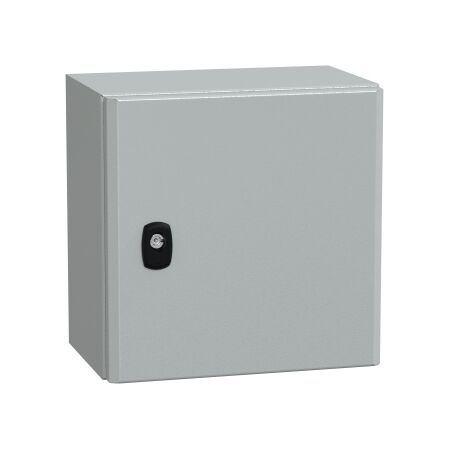 Spacial S3D, Wall mounted steel enclosure, plain door, with mounting plate, 300x300x200mm, IP66, IK10