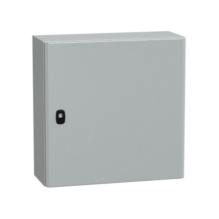 Spacial S3D, Wall mounted steel enclosure, plain door, with mounting plate, 500x500x200mm, IP66, IK10