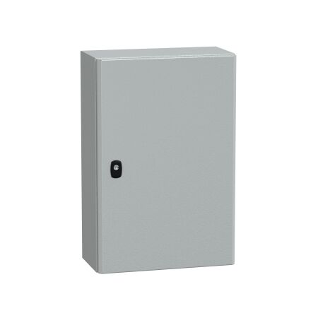 Spacial S3D, Wall mounted steel enclosure, plain door, with mounting plate, 600x400x200mm, IP66, IK10