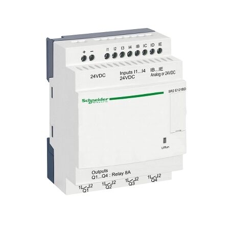 Zelio Logic, Compact smart relay, 12 I/O, 24 V DC, clock, no display