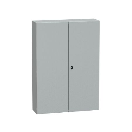 Spacial S3D, Wall mounted steel enclosure, double plain door, with mounting plate, 1400x1000x300mm, IP55, IK10