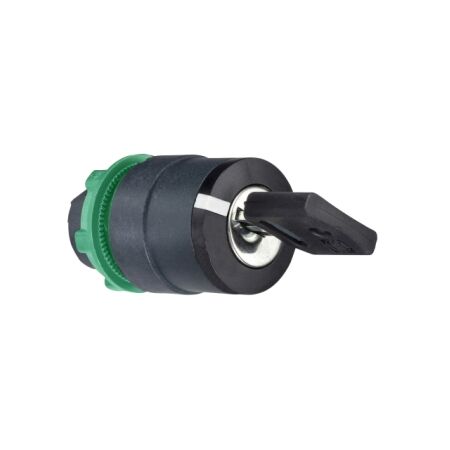 Harmony XB5, Key Selector switch head, plastic, black, 22mm, key 455, 2 positions, stay put