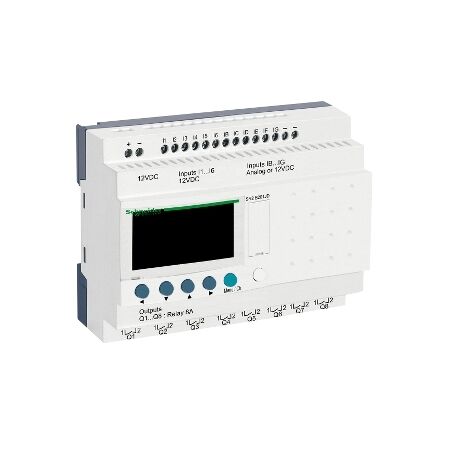 Zelio Logic, Compact smart relay, 20 I/O, 12 VDC, clock, display
