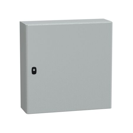 Spacial S3D, Wall mounted steel enclosure, plain door, with mounting plate, 600x600x200mm, IP66, IK10