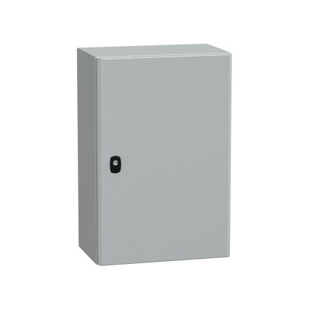 Spacial S3D, Wall mounted steel enclosure, plain door, with mounting plate, 600x400x250mm, IP66, IK10